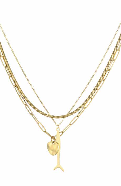 Adornia Set of 3 Tarnish Resistant 18K Gold Plated Chain & Pendant Necklaces