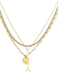 Adornia Set of 3 Tarnish Resistant 18K Gold Plated Chain & Pendant Necklaces