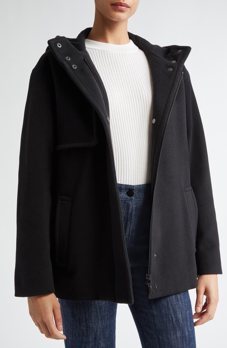 Akris punto Felted Wool Blend Hooded Jacket, Alternate, color, 