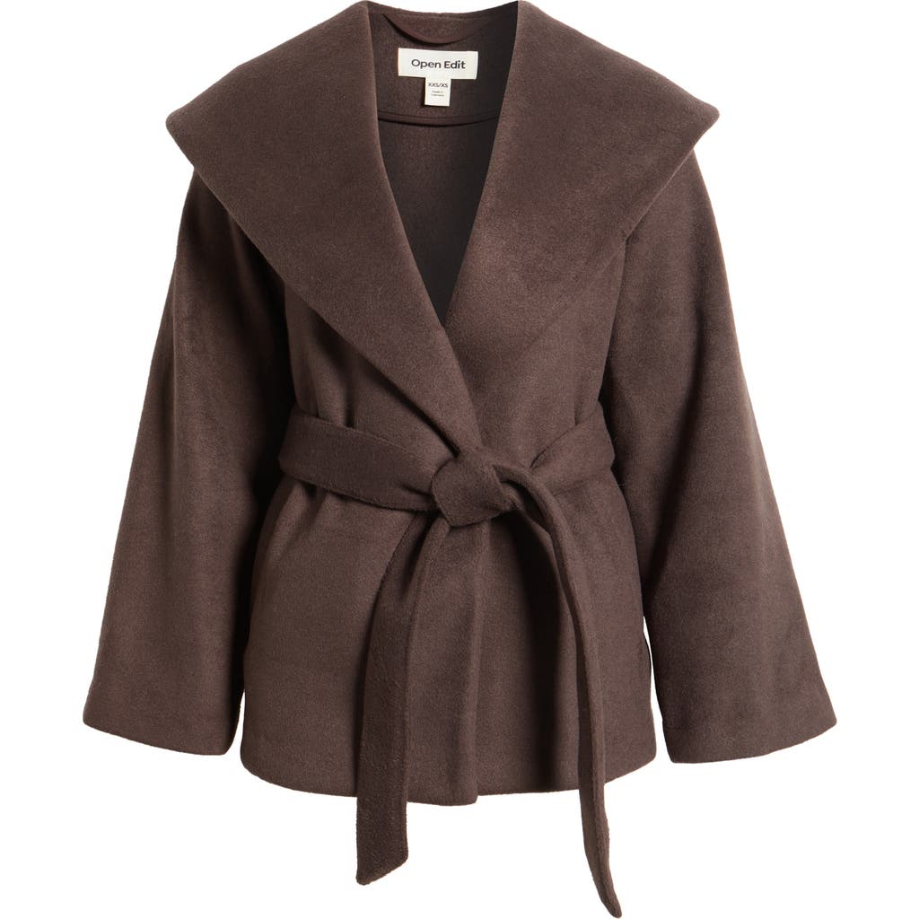 Open Edit Wrap Robe Coat In Brown