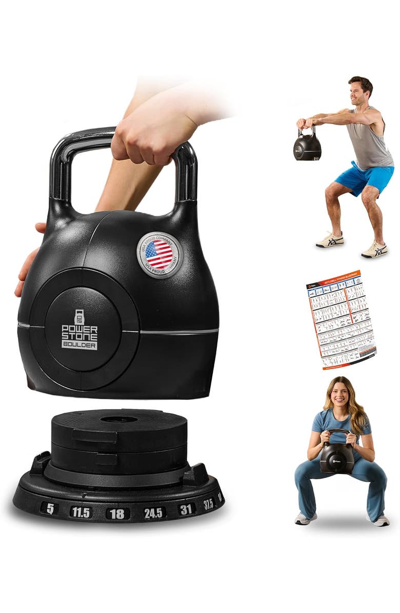 Lifepro PowerStone 7in1 Adjustable Kettlebell Set 3.5 to 22.5lb and 5 to 44.5lb, Main, color, 44.5Lblack