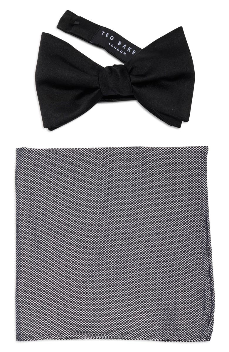 Ted Baker London Bow Tie & Pocket Square Box Set, Main, color, Black