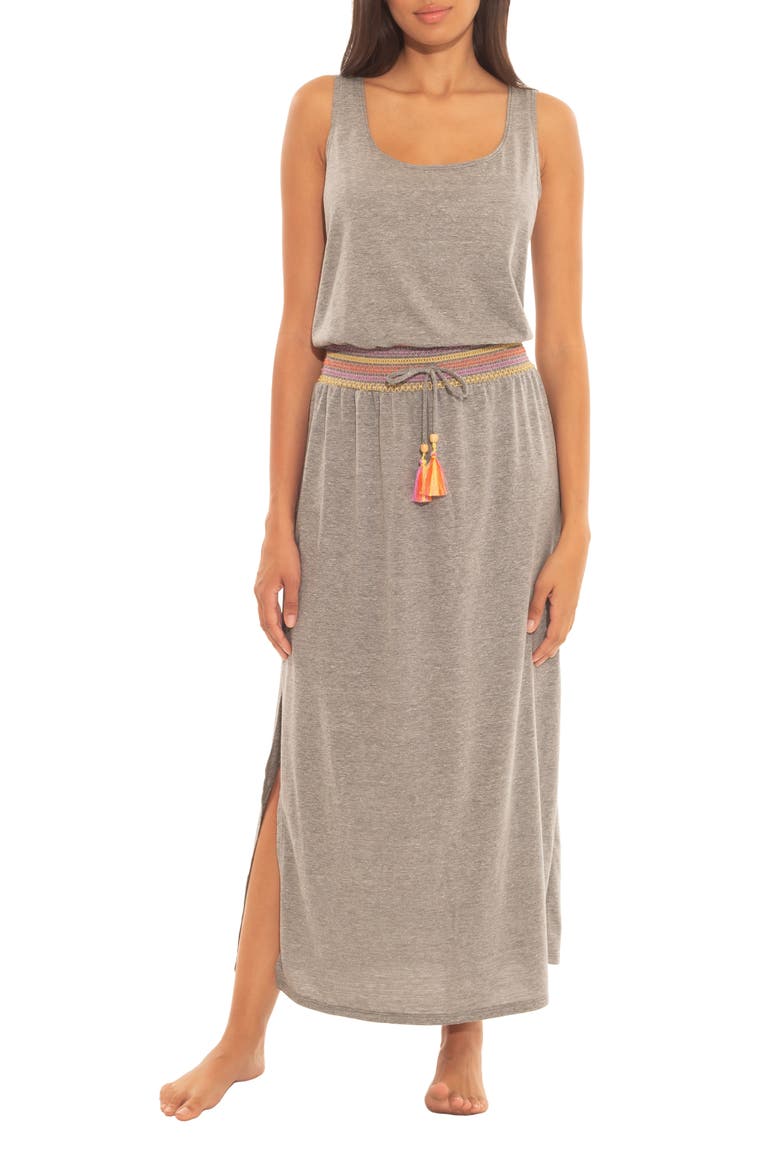 Sunset Smocked Scoop Neck Cover-Up Dress, Main, color, HEATHER