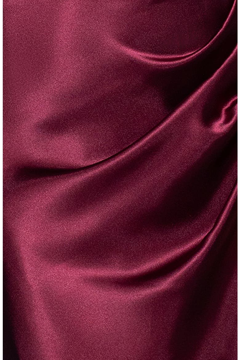 One-Shoulder Satin Sheath Gown, Alternate, color, BURGUNDY