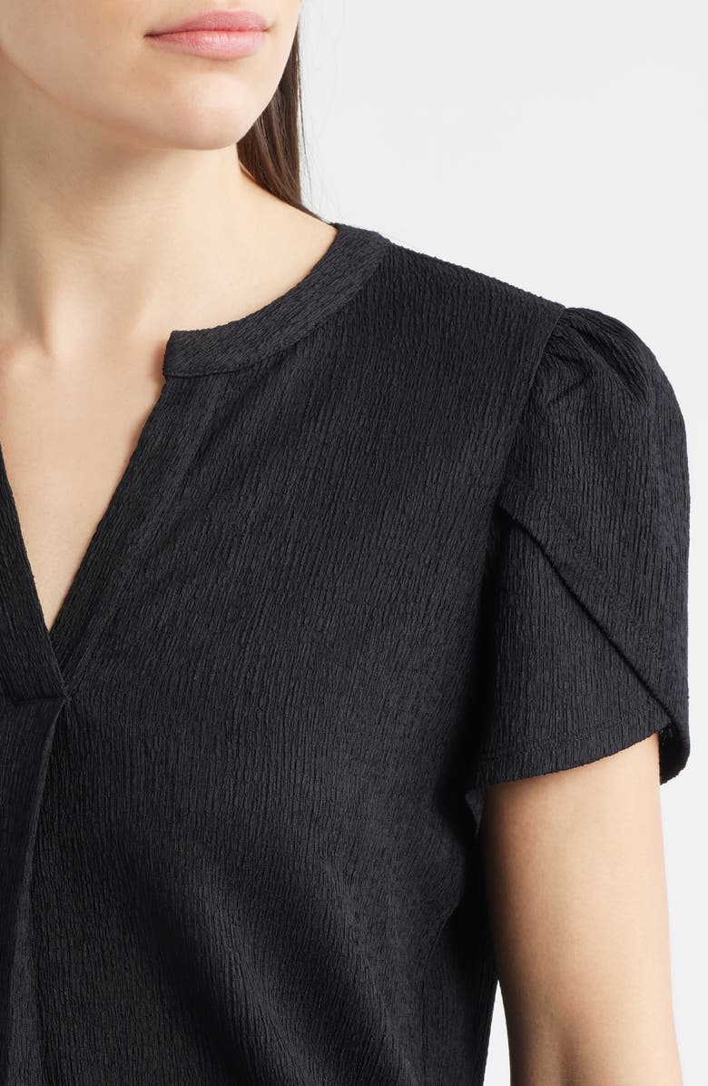 AK ANNE KLEIN Tulip Sleeve Ridge Knit Top, Alternate, color, Anne Black