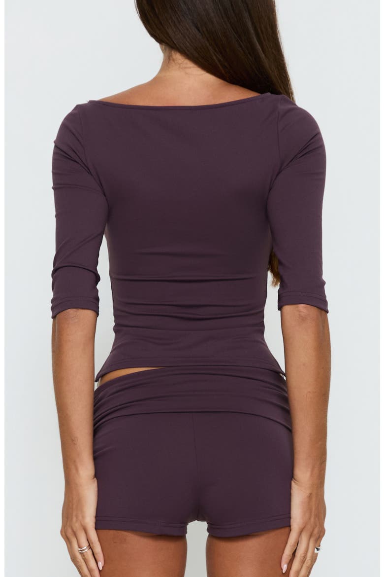 Daily Define Boatneck Three-Quarter Sleeve Top, Alternate, color, AUBERGINE