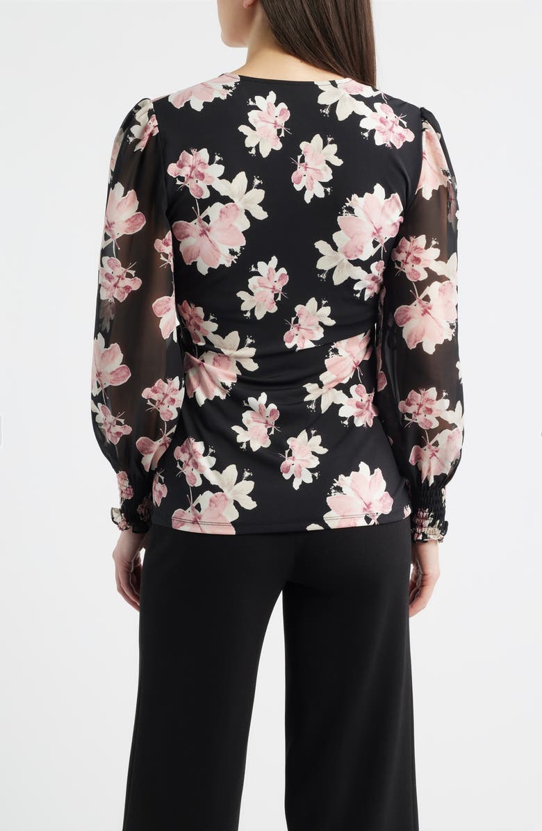 Anne Klein Floral Print Wrap Top, Alternate, color, 