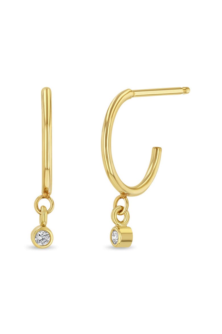 Diamond Small Hoop Earrings, Main, color, YELLOW GOLD