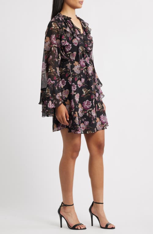 Sam Edelman Dark Rose Long Sleeve Minidress In Black