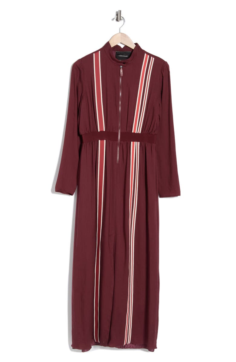 Longchamp Stripe Wool Maxi Dress, Alternate, color, Burgundy
