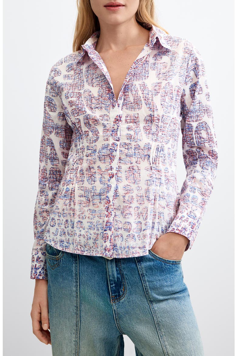 Print Cotton Long Sleeve Shirt, Main, color, RED