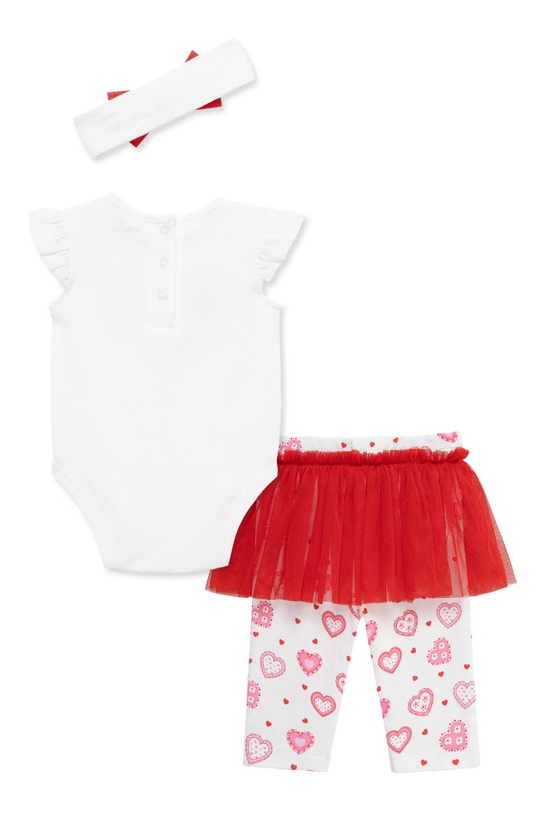 Sweetheart Embroidered Bodysuit, Tutu Leggings & Headband Set, Alternate, color, RED