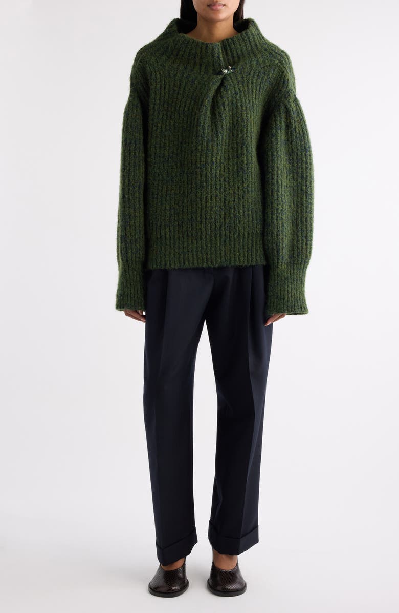 Dries Van Noten Teubina Embellished Oversize Sweater, Alternate, color, Dark Green
