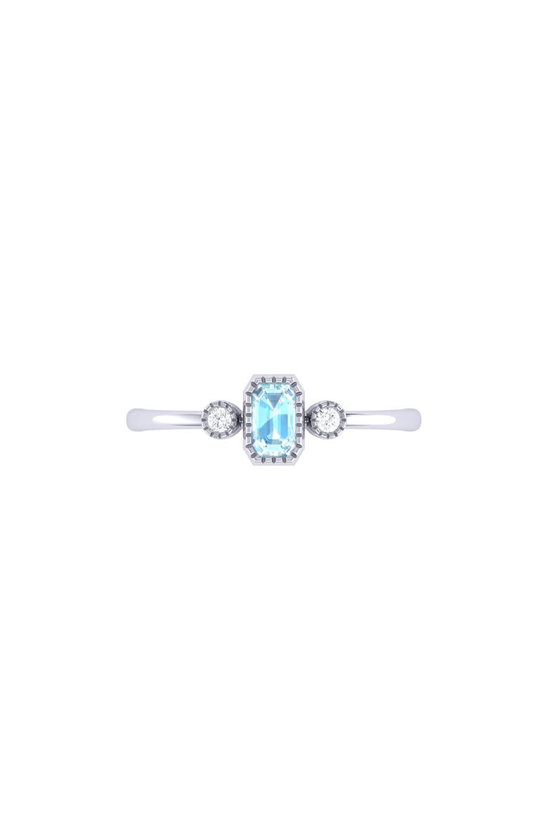 LuvMyJewelry La Vie Emerald Cut Aquamarine & Diamond Accent Ring, Alternate, color, 14K White Gold