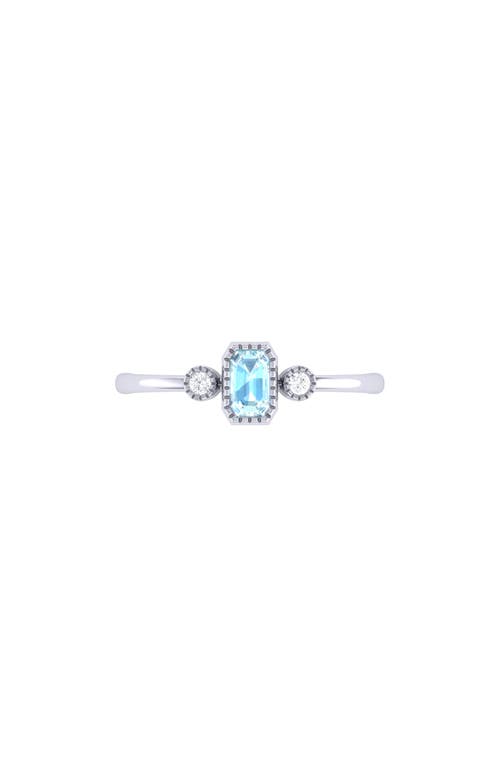 Luvmyjewelry Emerald Cut Aquamarine & Diamond Birthstone Ring In Metallic