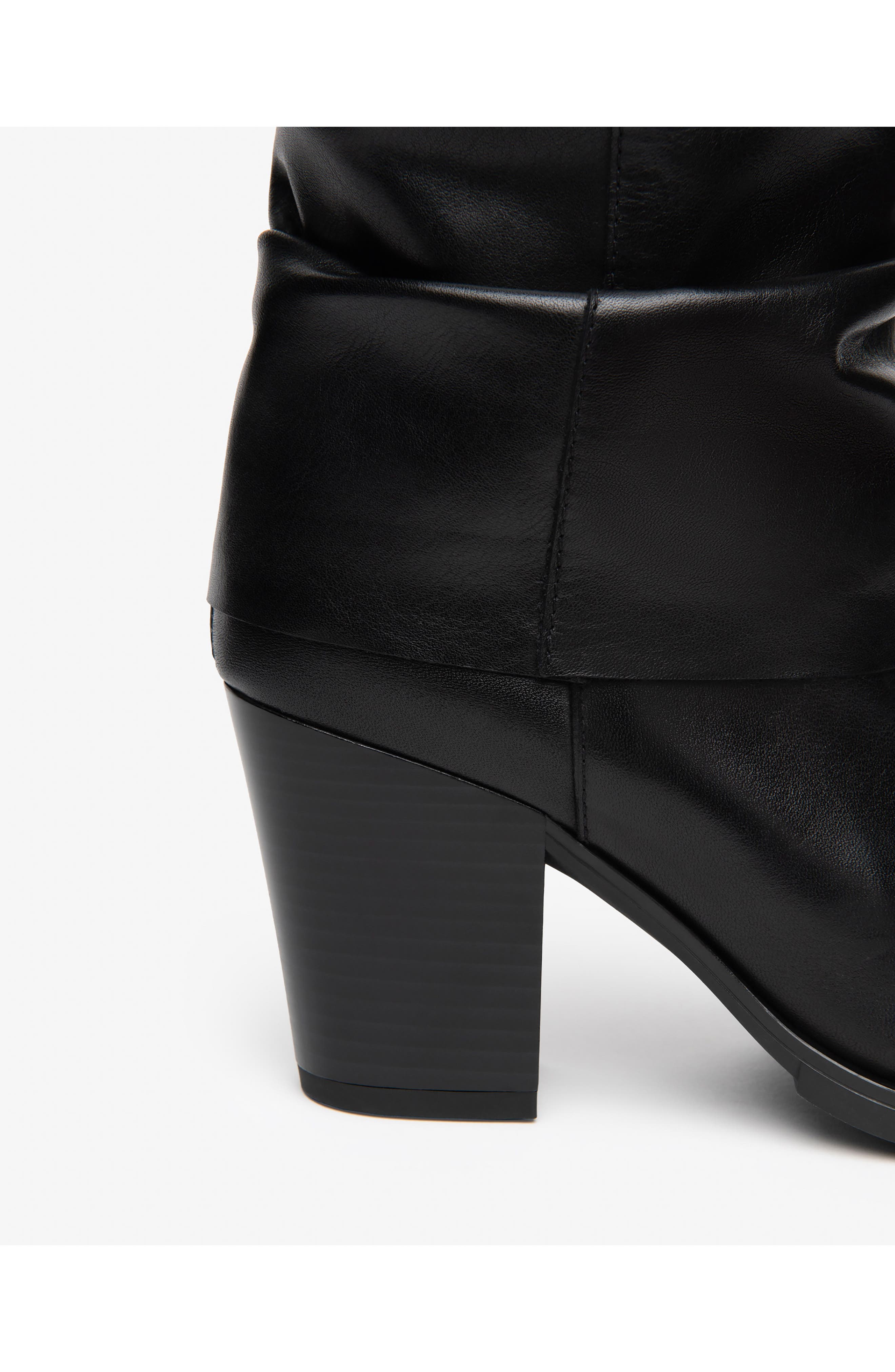 Slouchy Leather Western Boot, Alternate, color, BLACK
