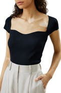 Lilysilk Sweetheart Neck Ribbed Silk Knit Top