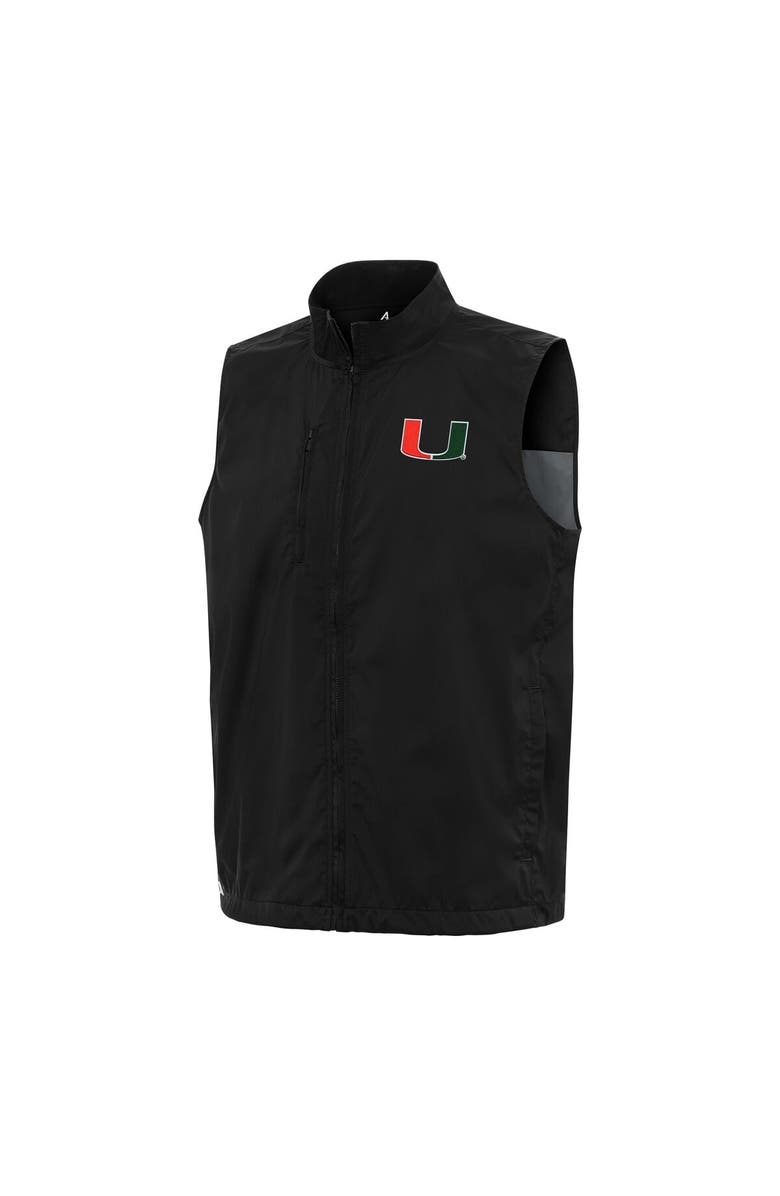 ANTIGUA Men's Antigua Black Miami Hurricanes Brisk Full-Zip Vest, Main, color, Black