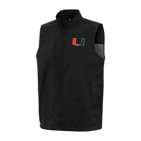 Men's Antigua  Black Miami Hurricanes Brisk Full-Zip Vest
