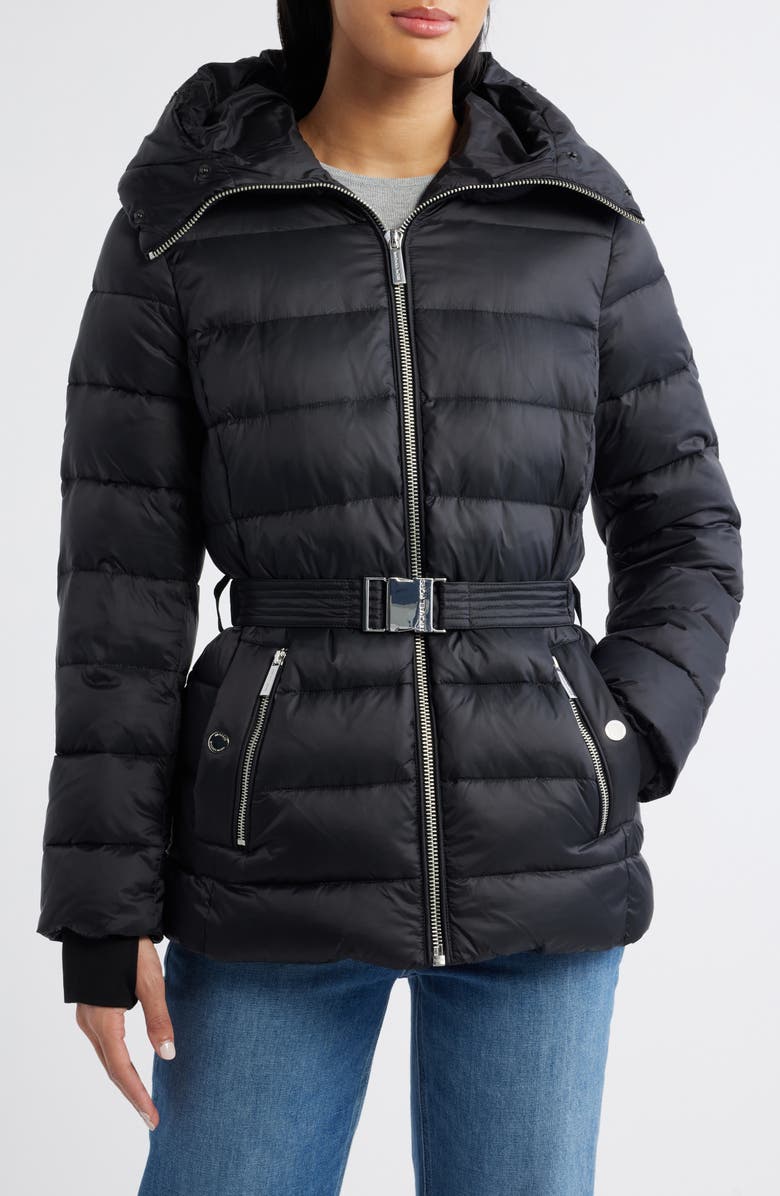 Michael Kors Belted Puffer Jacket, Alternate, color, 