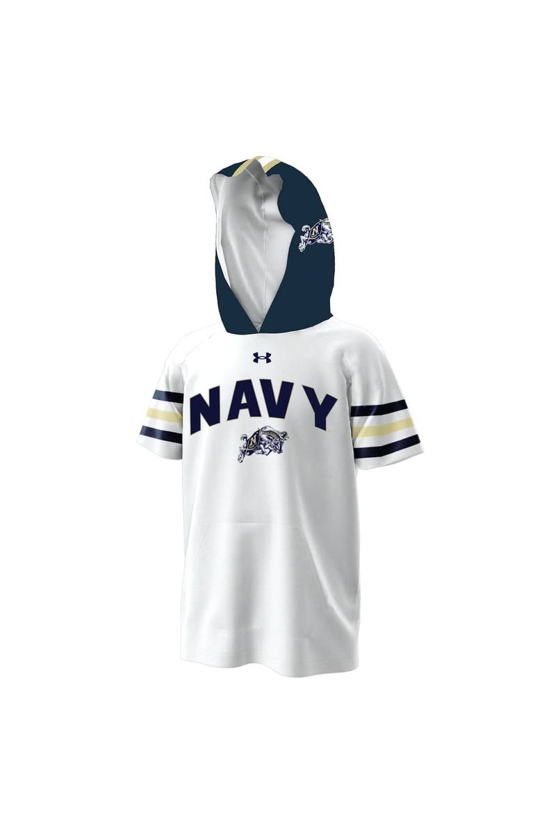 Under Armour Youth Under Armour  White Navy Midshipmen ArmourFuse Jersey Raglan Hooded T-Shirt, Alternate, color, 