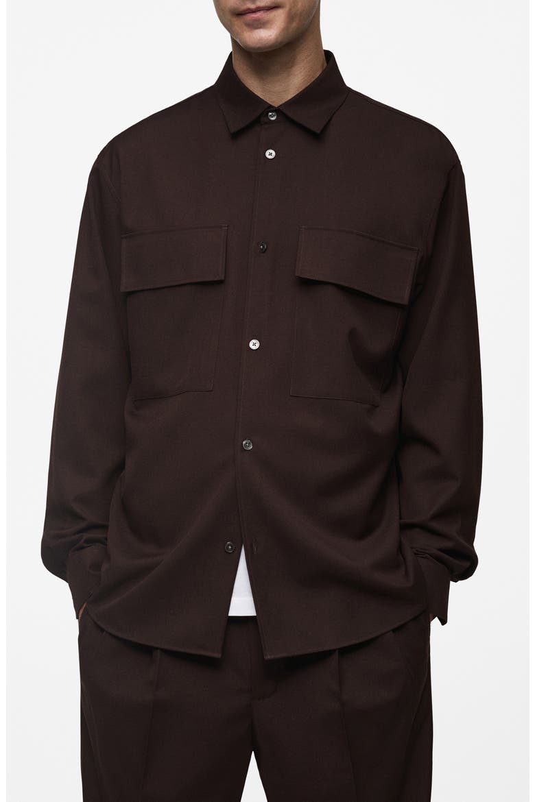 Slim Fit Chest Pocket Button-Up Shirt, Main, color, CHOCOLATE