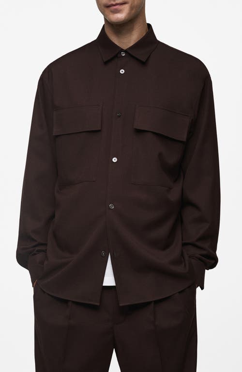 Mango Slim Fit Chest Pocket Button-up Shirt In Chocolate