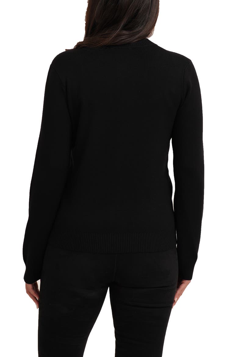 Crewneck Cardigan, Alternate, color, BLACK