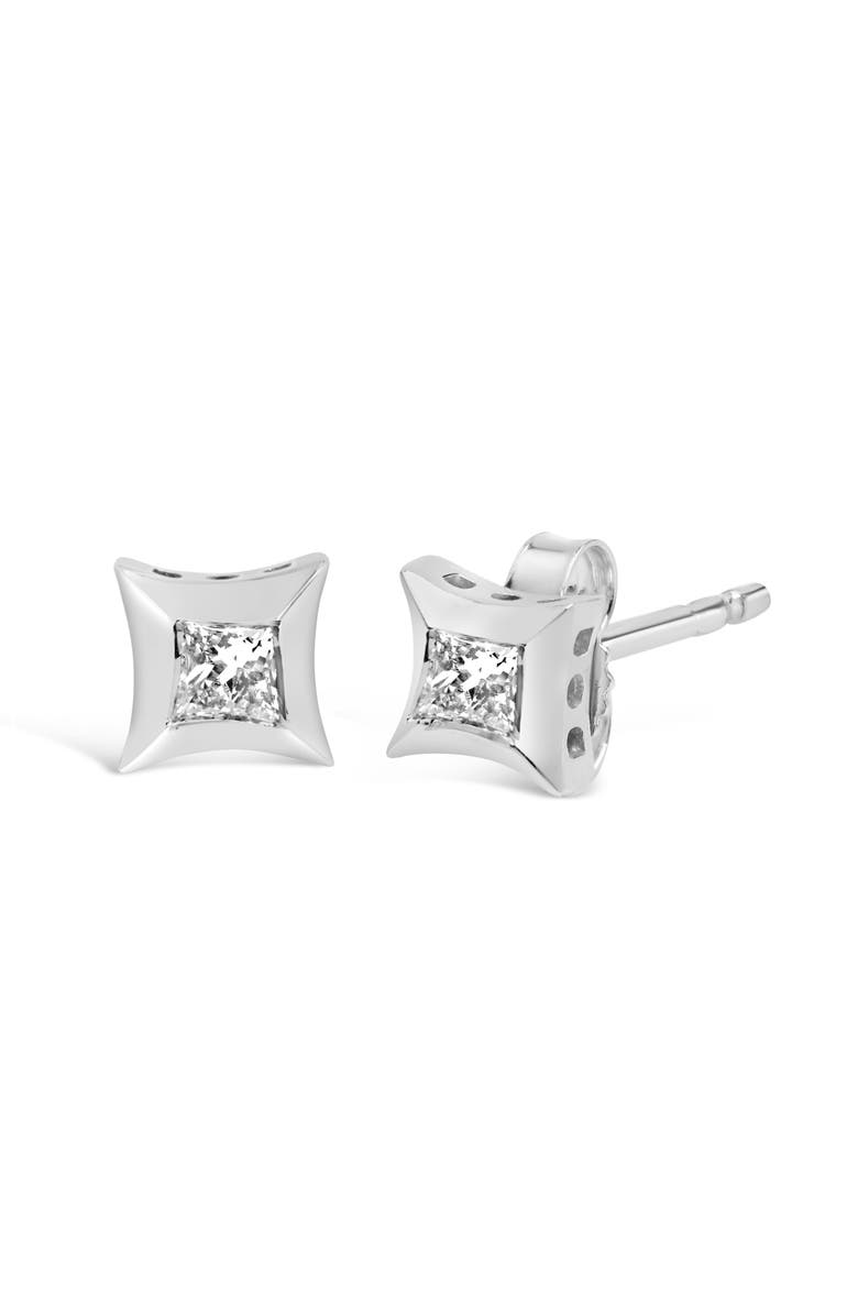 Haus of Brilliance 10K Gold 1/5 Cttw Invisible Set Princess-Cut Diamond Stud Earrings, Alternate, color, White