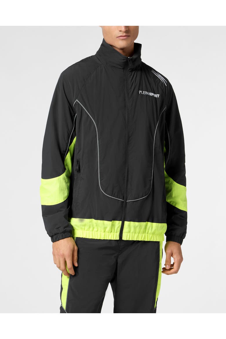 Technical Jogging Bomber Jacket Ls Scratch Men, Main, color, black/yellowfluo