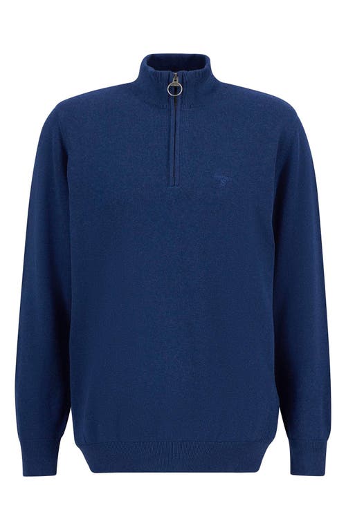 Barbour Cotton Quarter Zip Sweater In Blue
