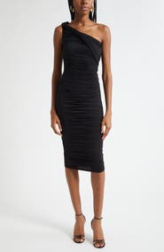 L'AGENCE Cheryl Shirred One-Shoulder Body-Con Midi Dress