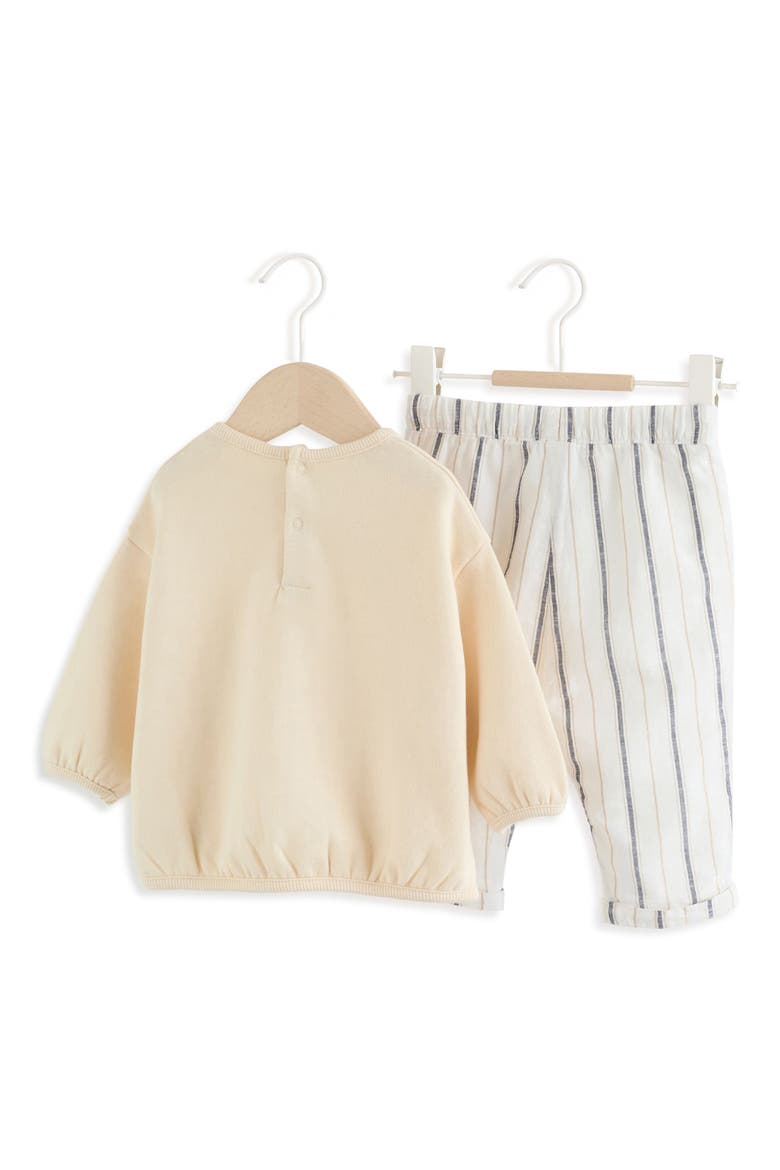 Cotton Blend Sweater & Stripe Pants Set, Alternate, color, NEUTRAL