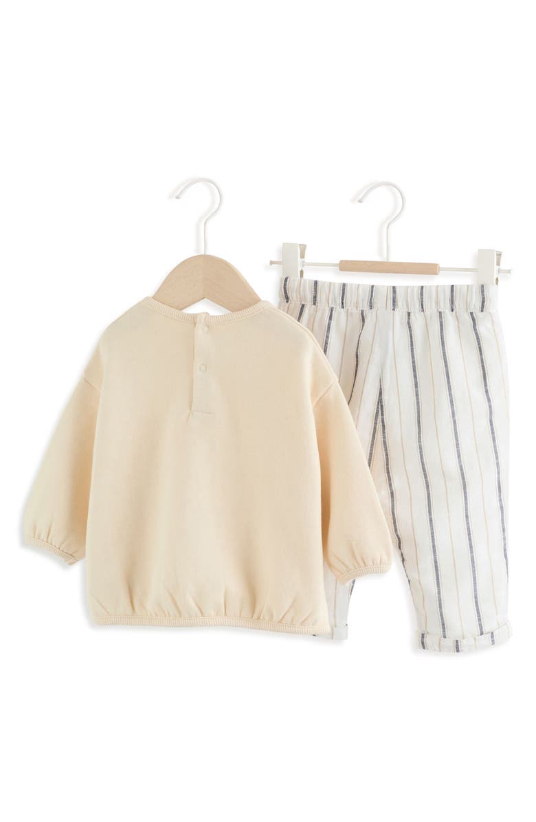 NEXT Cotton Blend Sweater & Stripe Pants Set, Alternate, color, Neutral