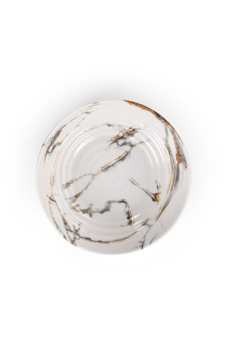 Elama Fine Sculpture 12 Piece Lightweight Melamine Dinnerware Set, Alternate, color, White