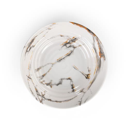 Elama Fine Sculpture 12 Piece Lightweight Melamine Dinnerware Set In White