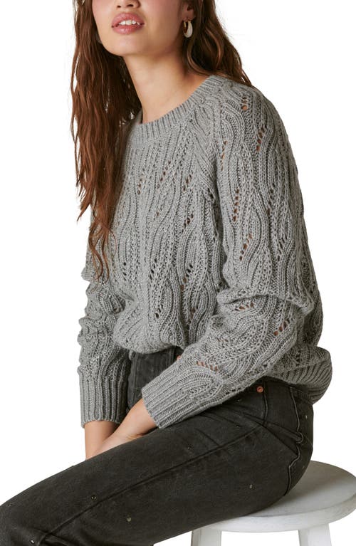 Lucky Brand Metallic Thread Cable Sweater In Gray