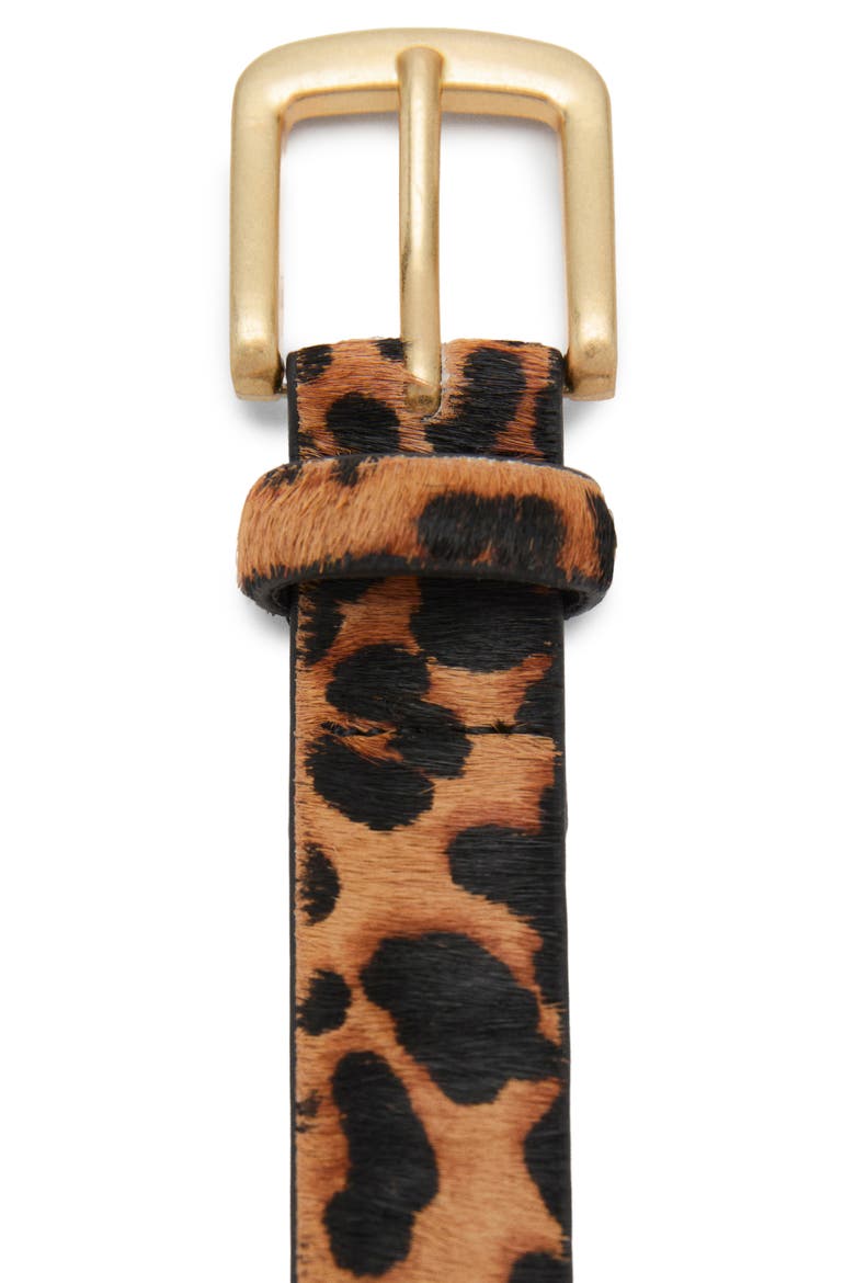 Animal Print Genuine Calf Hair Belt, Alternate, color, BROWN