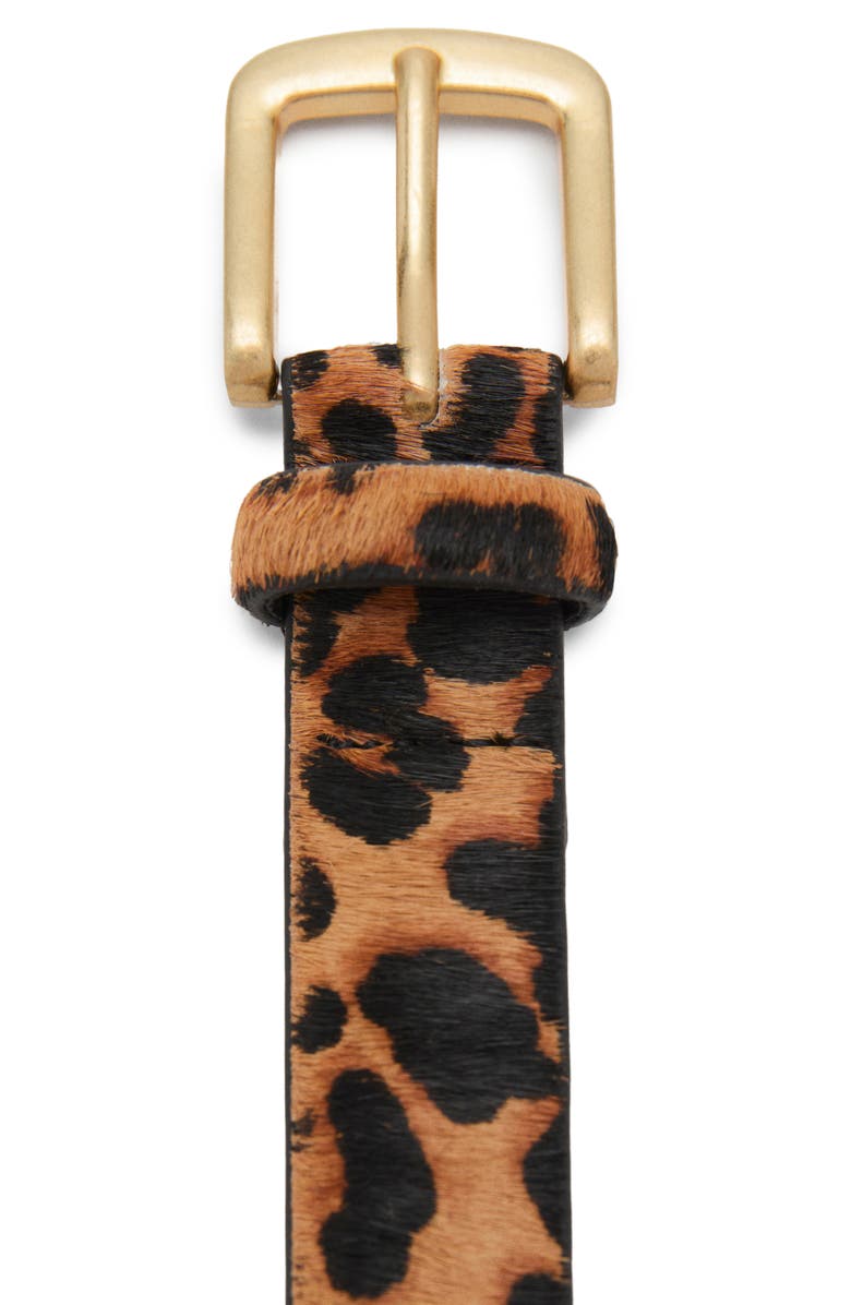 MANGO Animal Print Genuine Calf Hair Belt, Alternate, color, Brown
