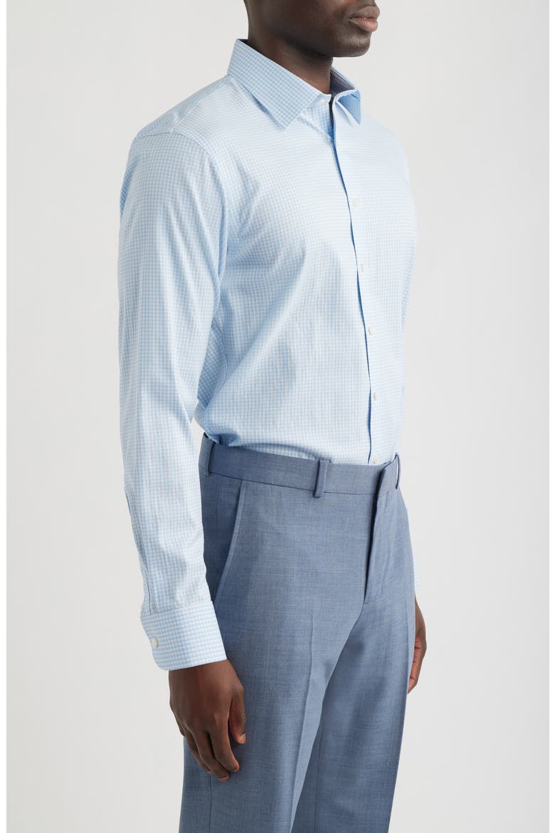 Trim Fit Shadow Check Premium Performance Twill Dress Shirt, Alternate, color, BLUE ETTORE CHECK