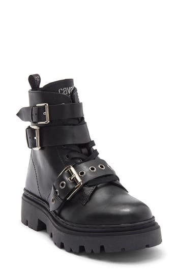 Roberto Cavalli Lug Platform Motorcycle Boot In Black