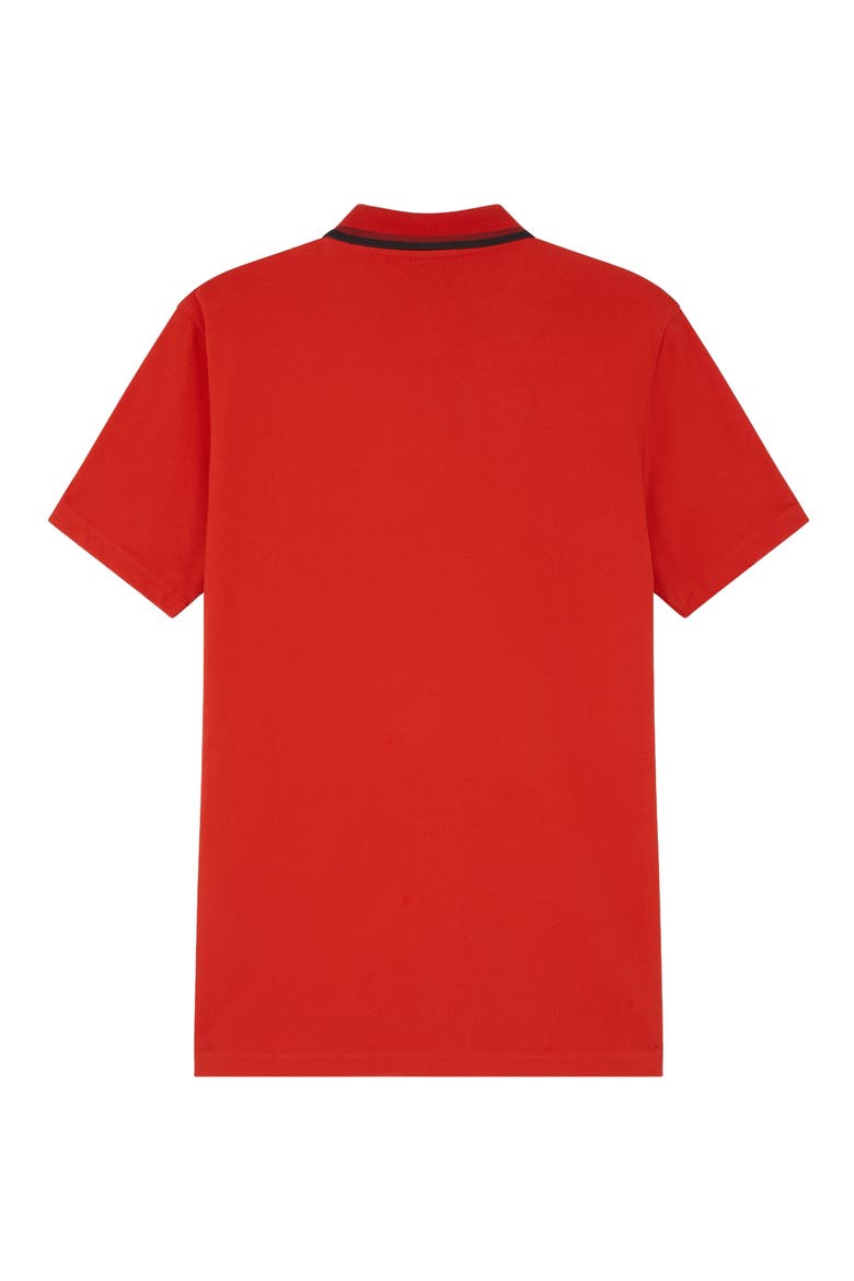 Regular Fit Tipped Cotton Piqué Quarter Zip Polo, Alternate, color, CORAL RED