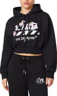 L/AB OFF-WHITE Graphic Crop Hoodie