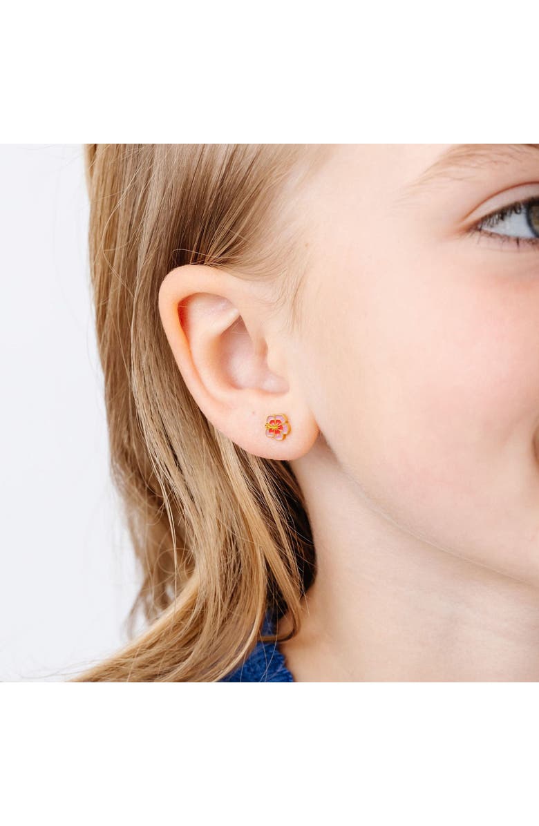 Pip Pop Hibiscus Stud Earrings, Alternate, color, Pink