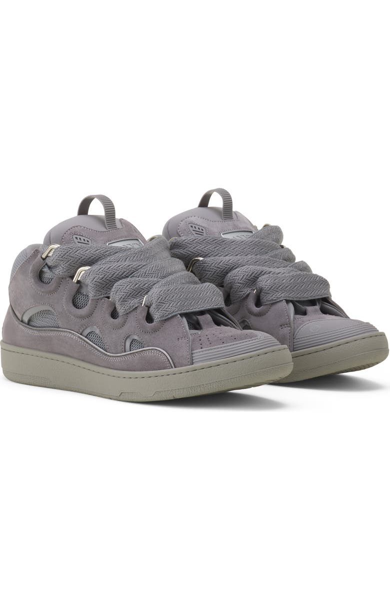 Lanvin Curb Monochrome Suede Sneakers, Alternate, color, Light Grey