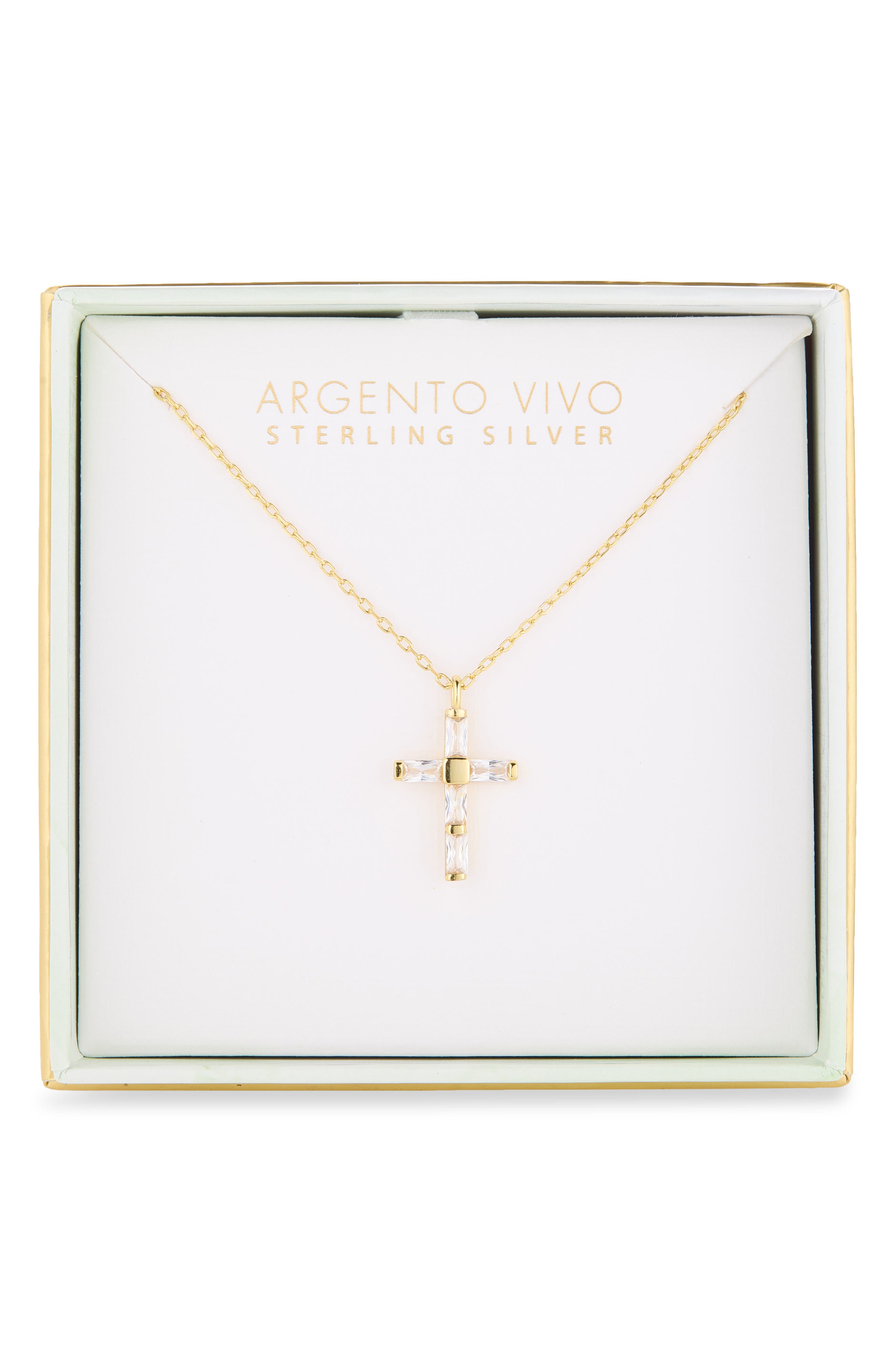 Baguette Cubic Zirconia Cross Necklace