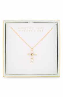 Baguette Cubic Zirconia Cross Necklace