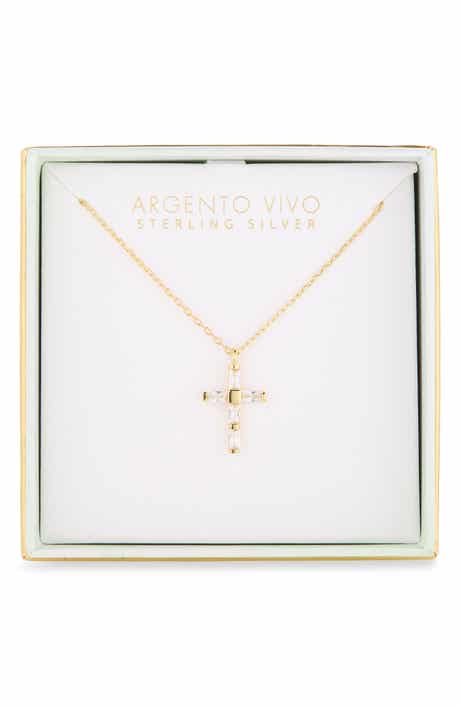 Baguette Cubic Zirconia Cross Necklace