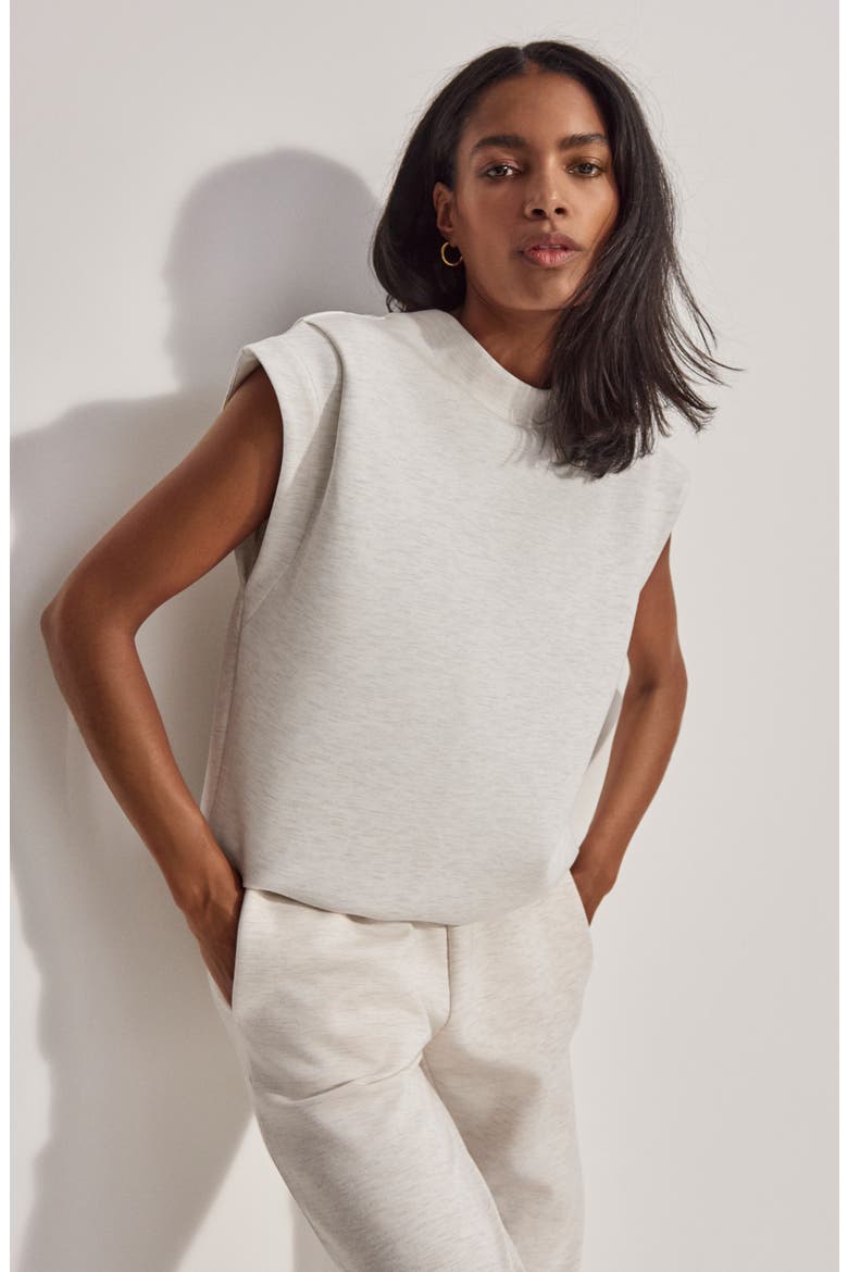 Double Soft Cap Sleeve Sweatshirt, Alternate, color, IVORY MARL