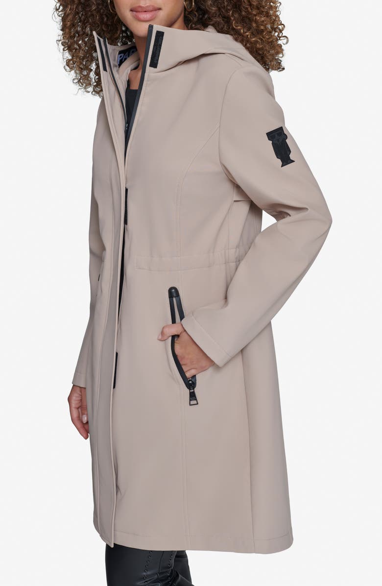 KARL LAGERFELD PARIS Water Resistant Hooded Raincoat, Alternate, color, Khaki